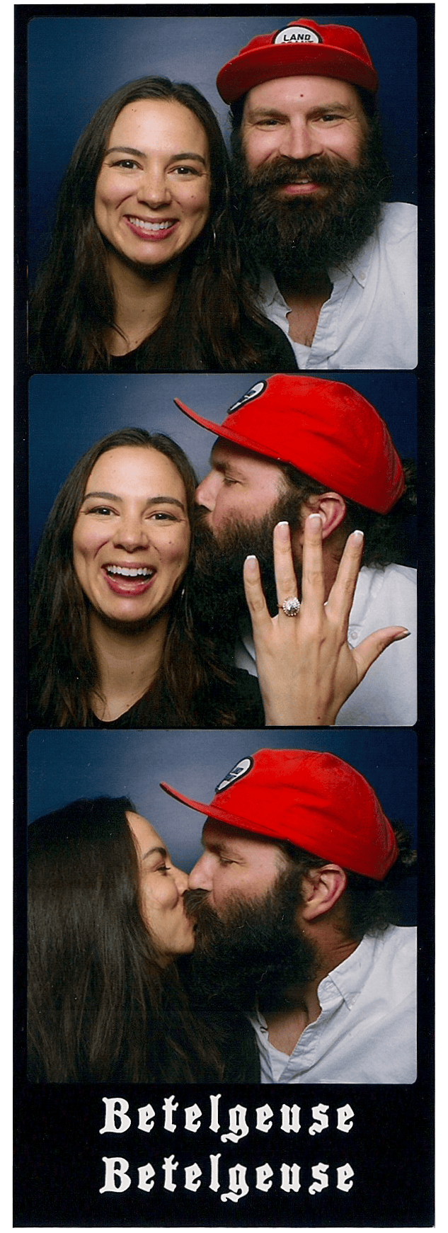 A photobooth strip of Laura and Matt at Betelgeuse